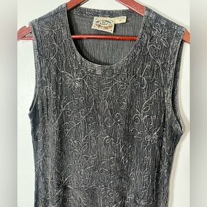 24 Karat Acid Wash‎ Crinkle Gray Sleeveless Vintage 100% Rayin Dress Women’s XL
